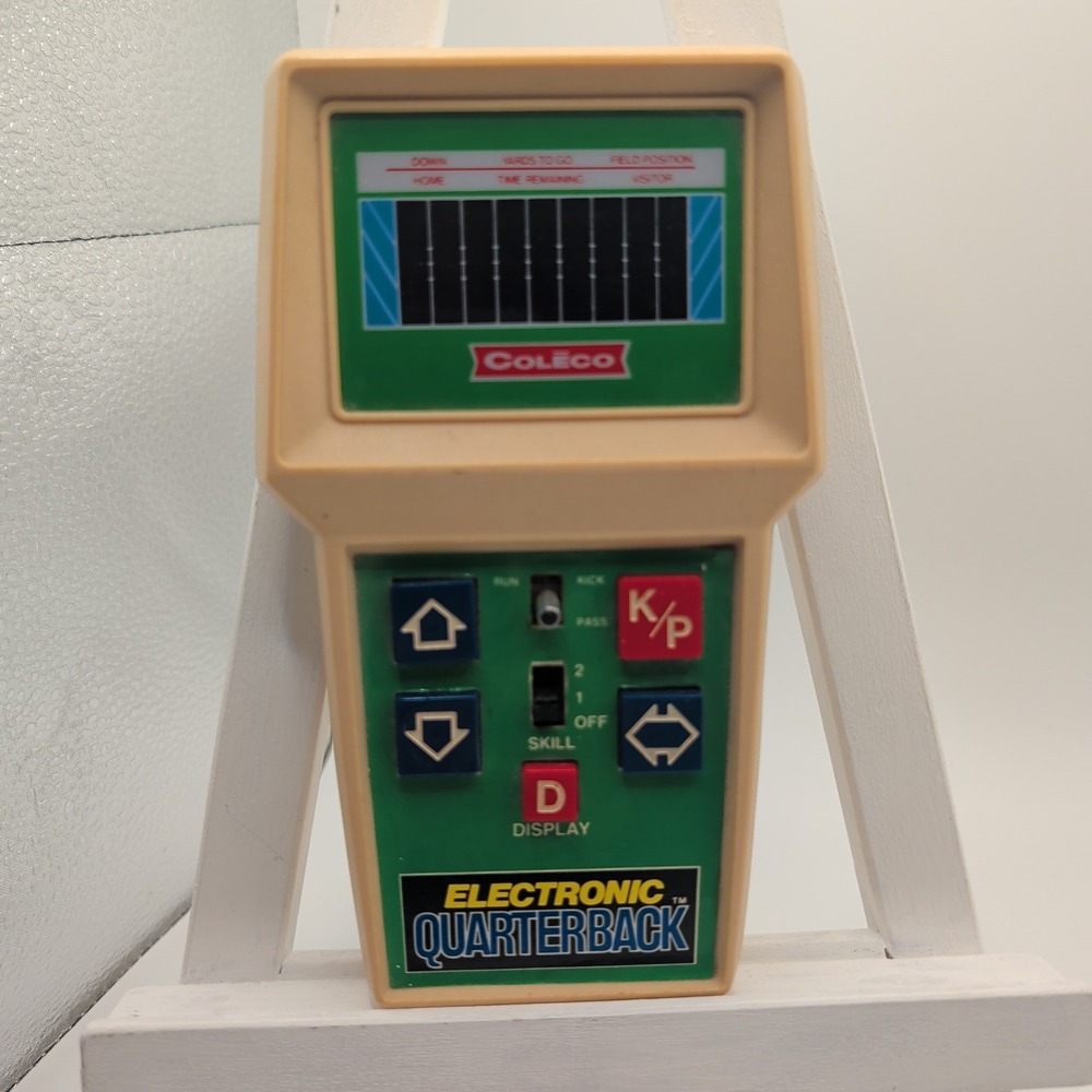 Coleco Handheld Game Tan Electronic Quarterback Football 1978 Vintage